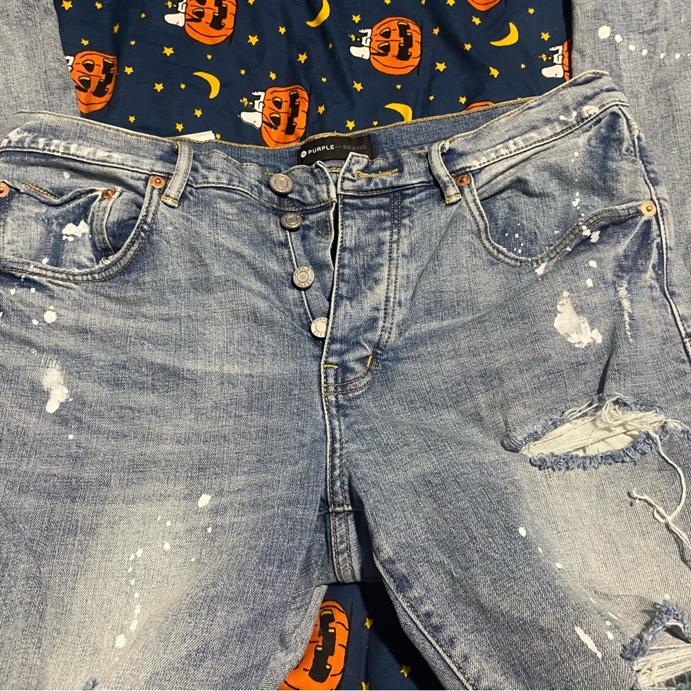 Purple Brand Distressed Denim Jeans slim fit  in Light Blue size 34